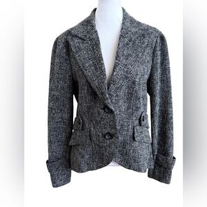 KENSIE Gray Tweed Double Button Closure Lined Pea Coat Jacket Size Large